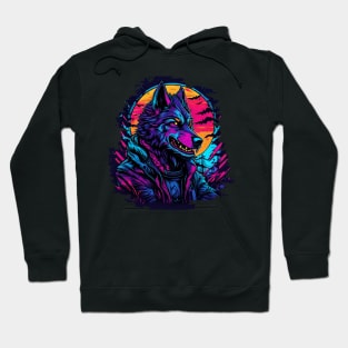 Synthwave Wolf Man Hoodie